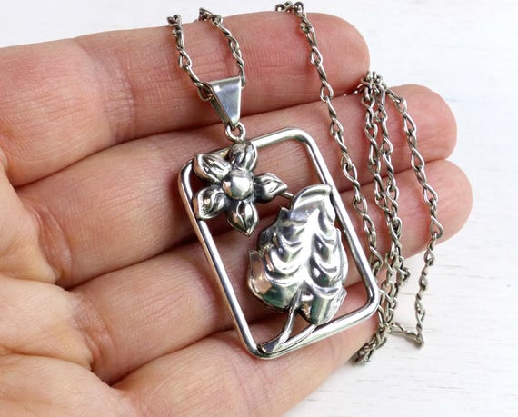 Victor Janson Sweden Sterling Silver Art Nouveau Floral Necklace