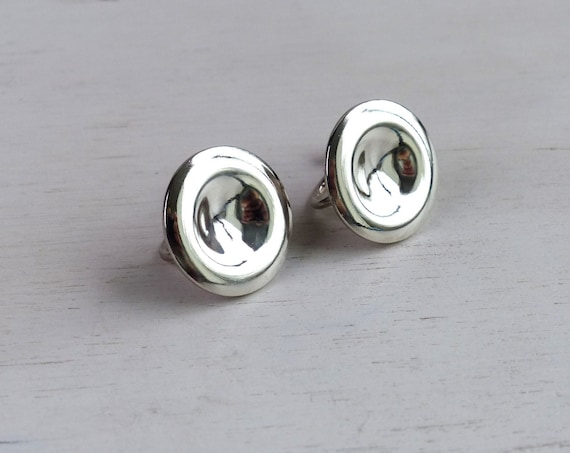 Georg Jensen Sterling Silver 234 Earrings Round Concave Earrings