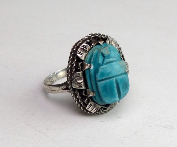 Old Egyptian Hallmarked 800 Solid Silver Scarab B… - image 1