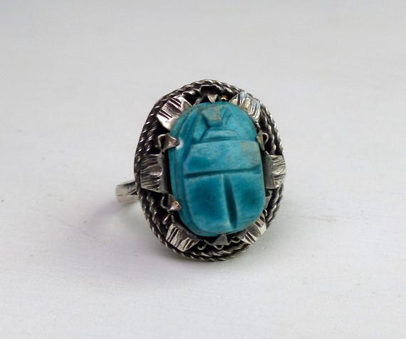Old Egyptian Hallmarked 800 Solid Silver Scarab B… - image 2