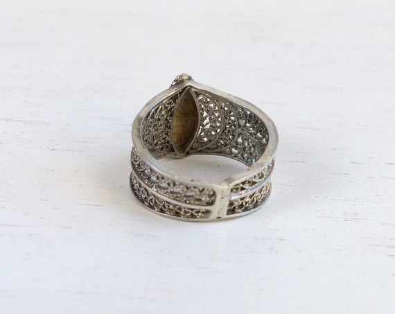 Vintage sterling silver filigree ring Handcrafted… - image 4