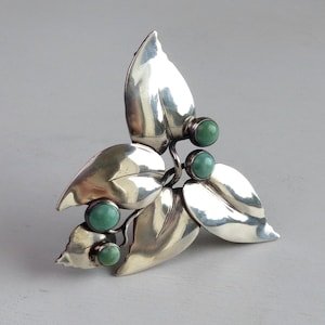 北欧ヴィンテージ　デンマーク Gertrude Engel ボタニカルブローチ Anton Michelsen by Gertrude Engel Sterling Silver & Gemstone