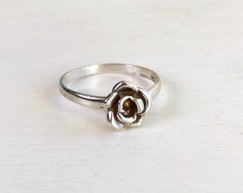 Herman Siersbol Denmark Sterling silver Flower Rose ring size 5.25 vintage Danish Scandinavian jewelry