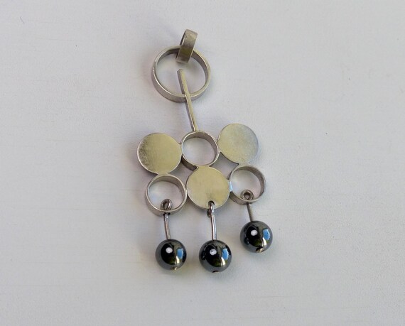 Vintage 835 Solid silver dangle ball pendant Arti… - image 2