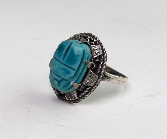 Old Egyptian Hallmarked 800 Solid Silver Scarab B… - image 3