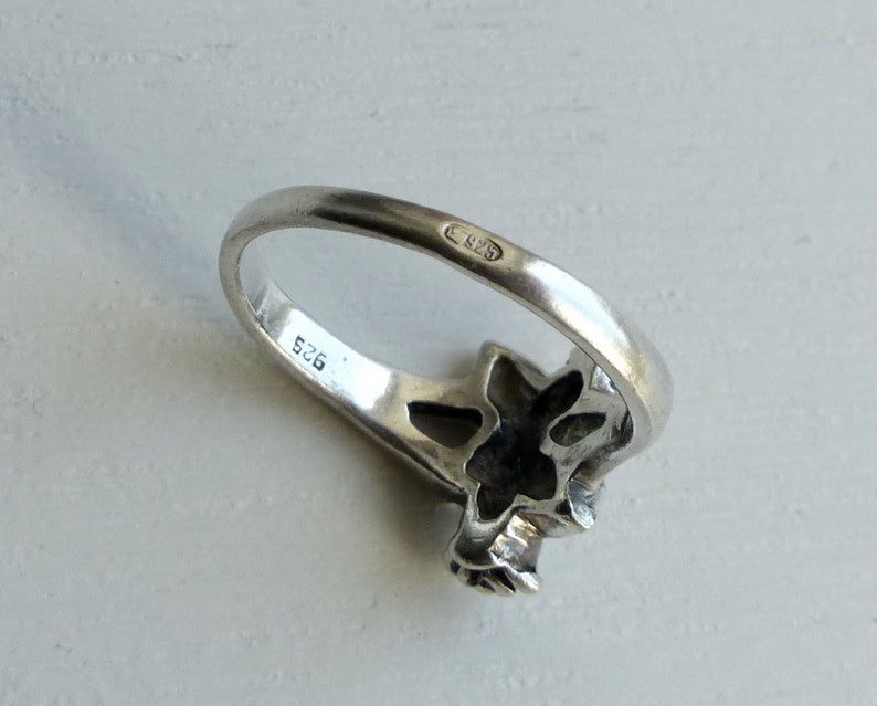 Vintage 925 Sterling Silver Flower Ring Rose ring size 7.5 Blossom Ring Floral Ring Leaf Ring flower jewelry