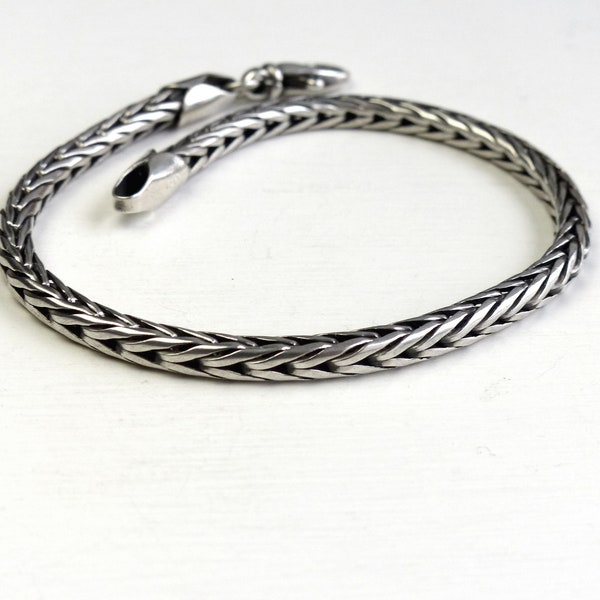 Swedish SAN S. Sandberg sterling Silver foxtail chain Bracelet 4mm wheat chain Bracelet vintage Sweden Scandinavian jewelry