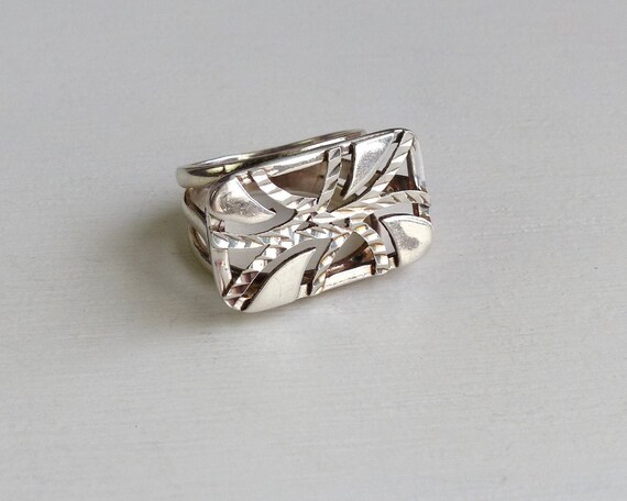 Vintage Sterling silver Sezgin Rectangle Ring des… - image 8