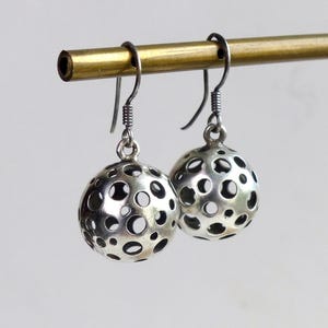 Scandinavian 830 Solid silver Modernist earrings vintage Dangle Ball earrings Ladybug earrings vintage Scandinavian jewelry
