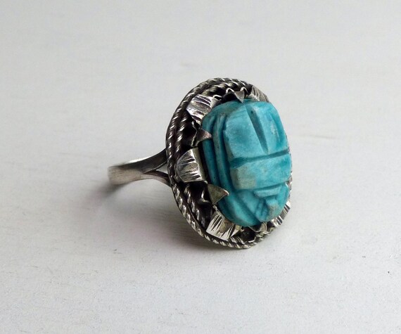 Old Egyptian Hallmarked 800 Solid Silver Scarab B… - image 4