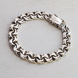 Indo Sweden Sterling silver Bismark chain Bracelet 20grams signed Bismark link Bracelet vintage Swedish Scandinavian jewelry