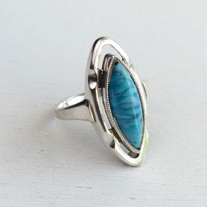 Vintage 835S Solid silver blue stone ring Mid Century modern ring Modernist ring size 7.25 vintage Scandinavian jewelry