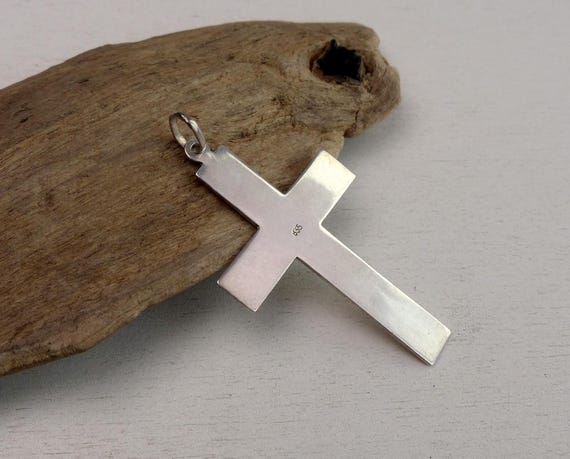 Vintage 835 solid silver large ornate cross 2 inc… - image 3