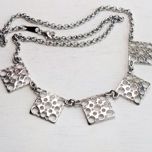 Kultakeskus Finland Sterling silver Pitsi Lace Necklace Design by Liisa Vitali Vintage Finnish Scandinavian jewelry