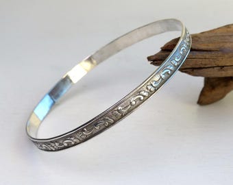 Bracelet En Argent Massif Sterling Style Scandinave Années 70 - Moderne Et Unique !