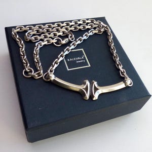 Kalevala Koru Finland 925 Sterling silver Thor&#39;s Hammer Necklace 37grams Modernist Necklace Vintage Finnish Scandinavian jewelry