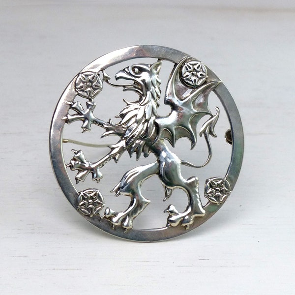 Vintage Lagerströms Sweden Sterling silver Large Griffin brooch 1964 Dragon brooch Pin modernist Swedish Scandinavian jewelry