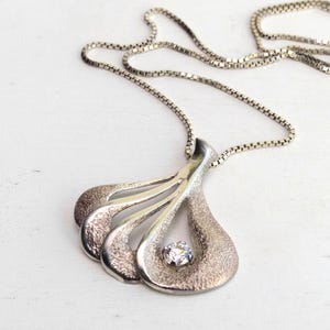 Vintage Kultaseppa Sten & Laine Finland sterling silver necklace Finnfeelings modernist Pendant with Crystal Finnish Scandinavian jewelry