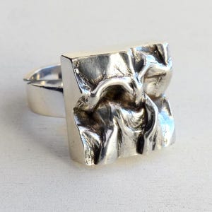 Matti Hyvärinen Finland Sterling silver Modernist ring Brutalist ring Organic Sculptural ring Textured Vintage Finnish Scandinavian jewelry