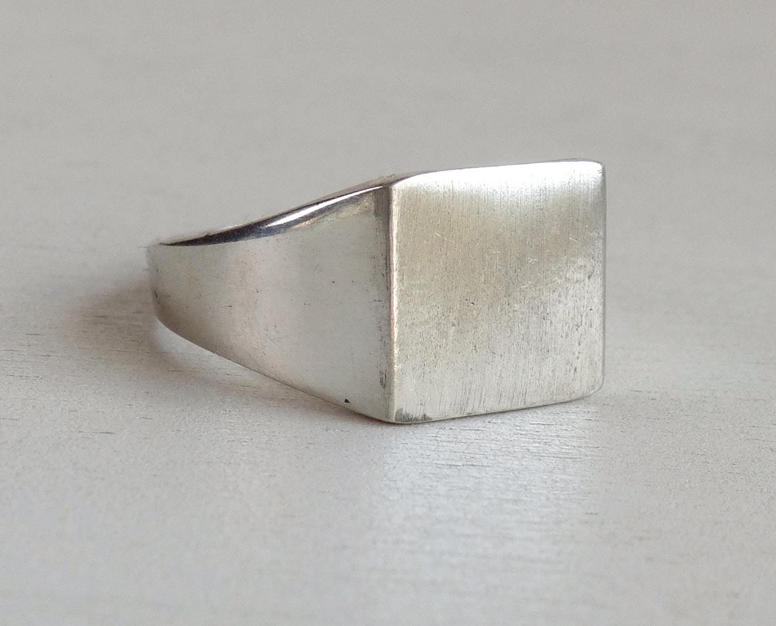 Vintage Sterling Silver Signet Ring Square Signet Ring Unisex Ring