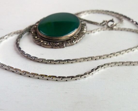 Large Amef 835 Solid silver Chrysoprase Modernist… - image 7