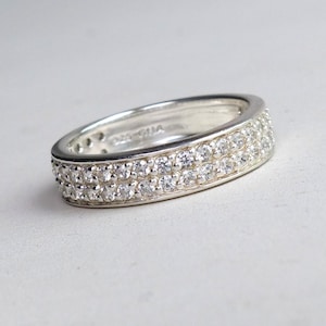 Guldfynd Sweden Sterling silver modernist ring size 6.5 cz crystal ring vintage Swedish Scandinavian jewelry
