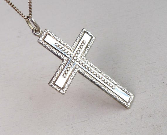 Vintage 835 solid silver large ornate cross 2 inc… - image 5