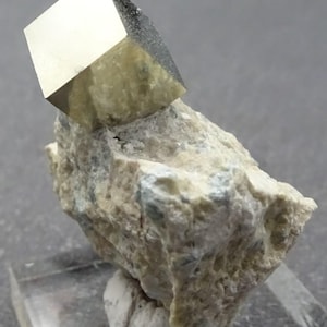 Golden Pyrite Cube on Matrix, Spain- Mineral Specimen for Sale