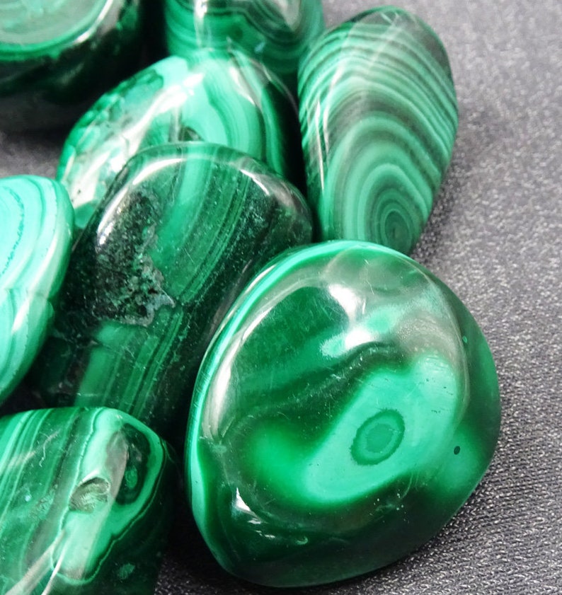 ONE Large Malachite tumbled and polished nugget Mineral Specimens/Gemstones for Sale image 4