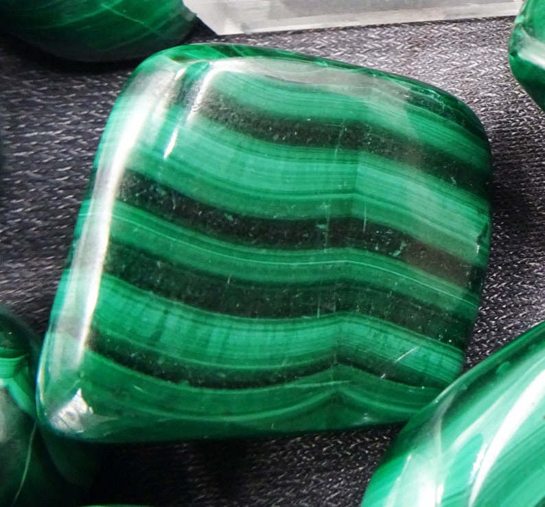 ONE Large Malachite tumbled and polished nugget Mineral Specimens/Gemstones for Sale image 5