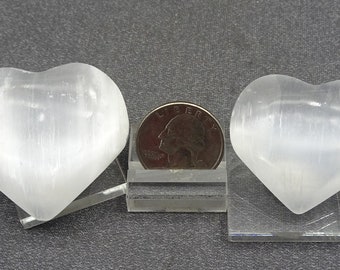 ONE Polished Selenite Heart - Mineral Specimens/Gemstones for Sale