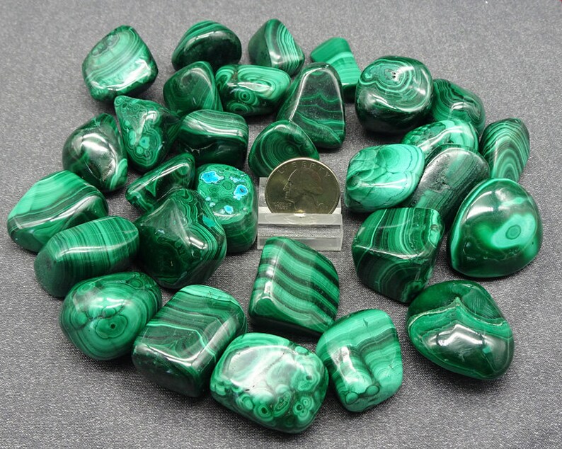 ONE Large Malachite tumbled and polished nugget Mineral Specimens/Gemstones for Sale image 1