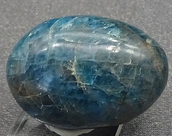 Blue Apatite, Madagascar, Tumbled and Polished palm stone, Mineral Specimen for Sale
