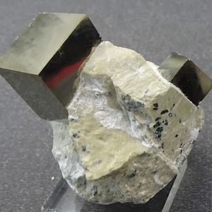 Golden Pyrite Cubes on Matrix, Spain- Mineral Specimen for Sale
