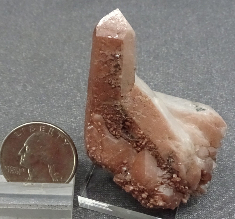 Rode kwarts, dubbel eindigende kristallen cluster, Mexico - mineraal exemplaar te koop