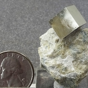 Golden Pyrite Cube on Matrix, Spain- Mineral Specimen for Sale