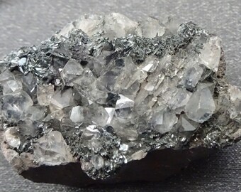 Hematite with Dipyramidal Quartz Crystals, England - Mineral Specimen for Sale