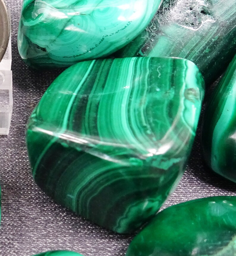 ONE Large Malachite tumbled and polished nugget Mineral Specimens/Gemstones for Sale image 6