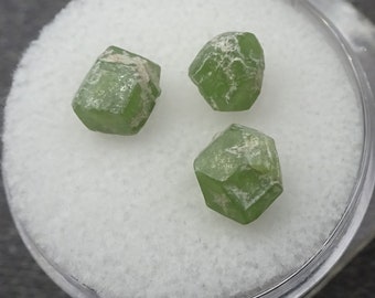 Demantoid Garnet, 3 Crystals, Pakistan - Mineral Specimen for Sale