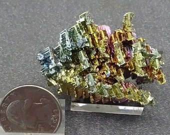 Bismuth, iridescent laboratory-grown crystals, Mineral Specimen for Sale