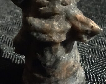 Granite Baby Yoda Carving - Decorative Mineral Specimen for Sale