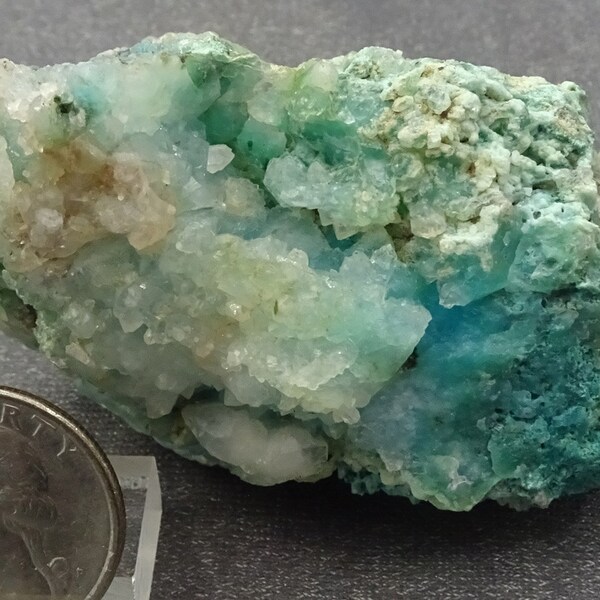 Drusy Quartz on Chrysocolla, Arizona - Mineral Specimen for Sale