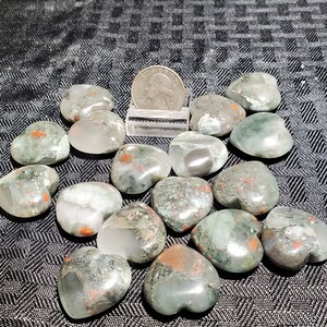 ONE Polished Bloodstone Heart - Mineral Specimens/Gemstones for Sale