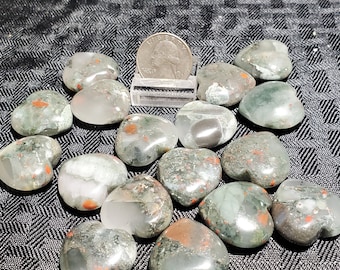 ONE Polished Bloodstone Heart - Mineral Specimens/Gemstones for Sale