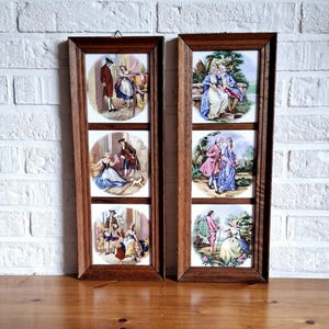 額入りセラミックタイル壁アート2点セット – フラゴナールとクライズ・オブ・ロンドン