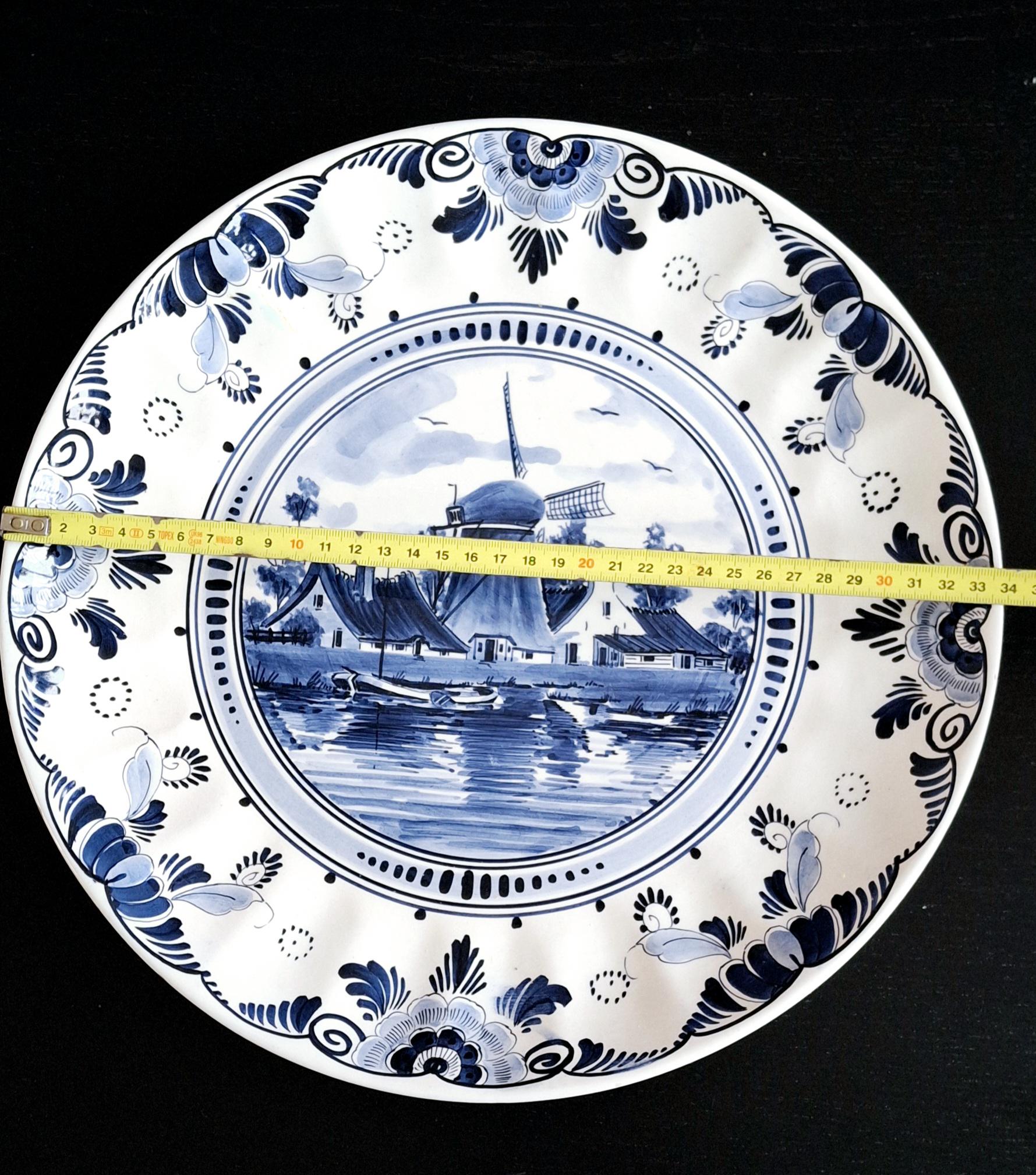 デルフト焼き　大皿 デルフト焼きの大型装飾皿（直径34cm） - Etsy 日本
