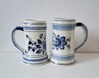 Delft Blue White beer mug set, Heineken & Stella Artois beer steins