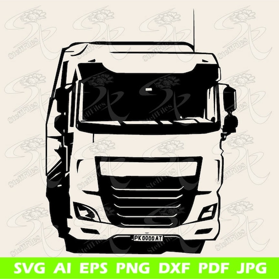 Truck SVG DXF, Daf Truck Vektor, Transport, Ai, Png, Eps, Jpg, Clipart,  Silhouettes, Download Files, Digital, Graphical 