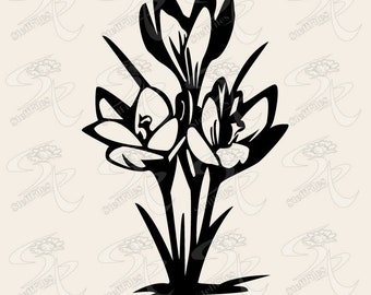 CROCUS SVG DXF, spring flowers svg, wildflowers svg, elite decoration, clipart, ai, png, eps, jpg, Download files, graphical, Vector