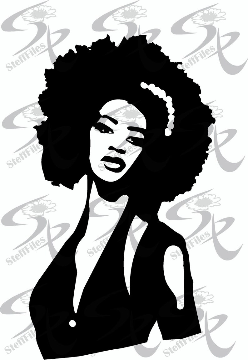 Download Vector BLACK WOMAN FACE head silhouette svg dxf ai png eps jpg | Etsy